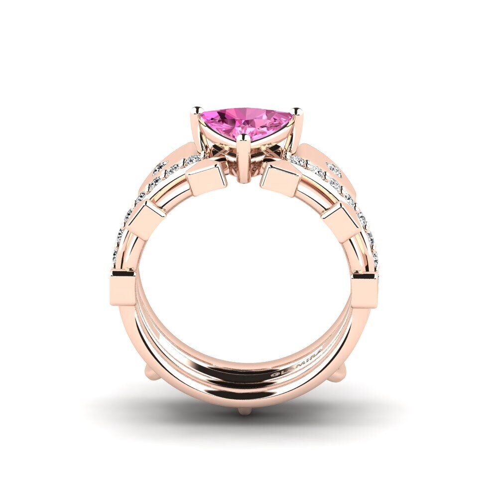 14ct Rose Gold Pink Topaz Ring Wegyron - SET