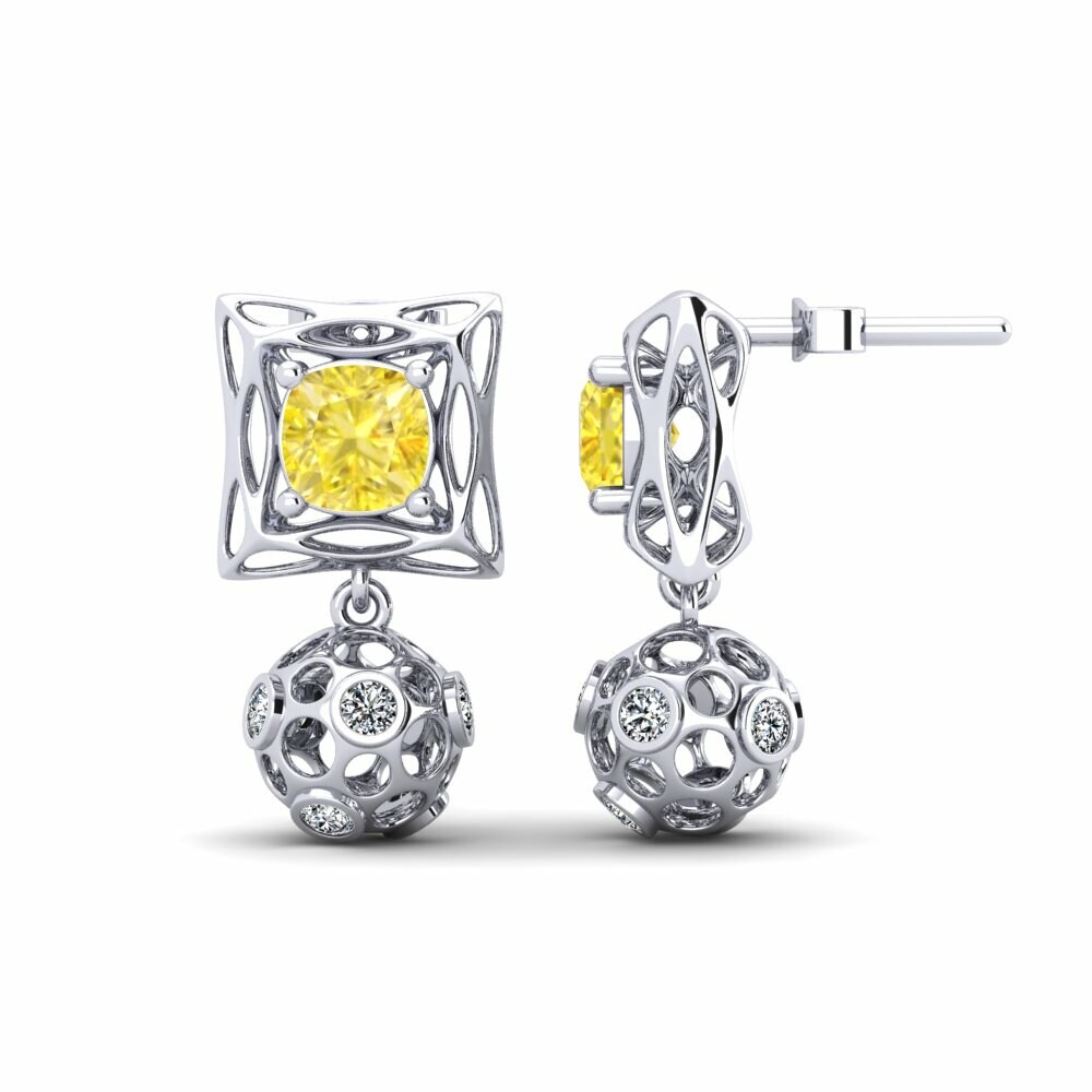 Saphir Jaune Boucle d'oreille femme Wendi
