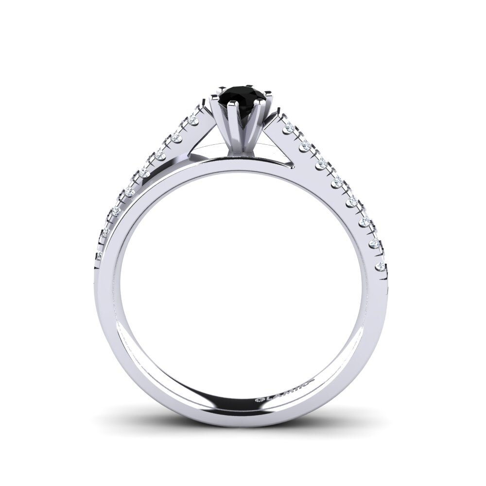 Black Onyx Engagement Ring Wesle 0.16 crt