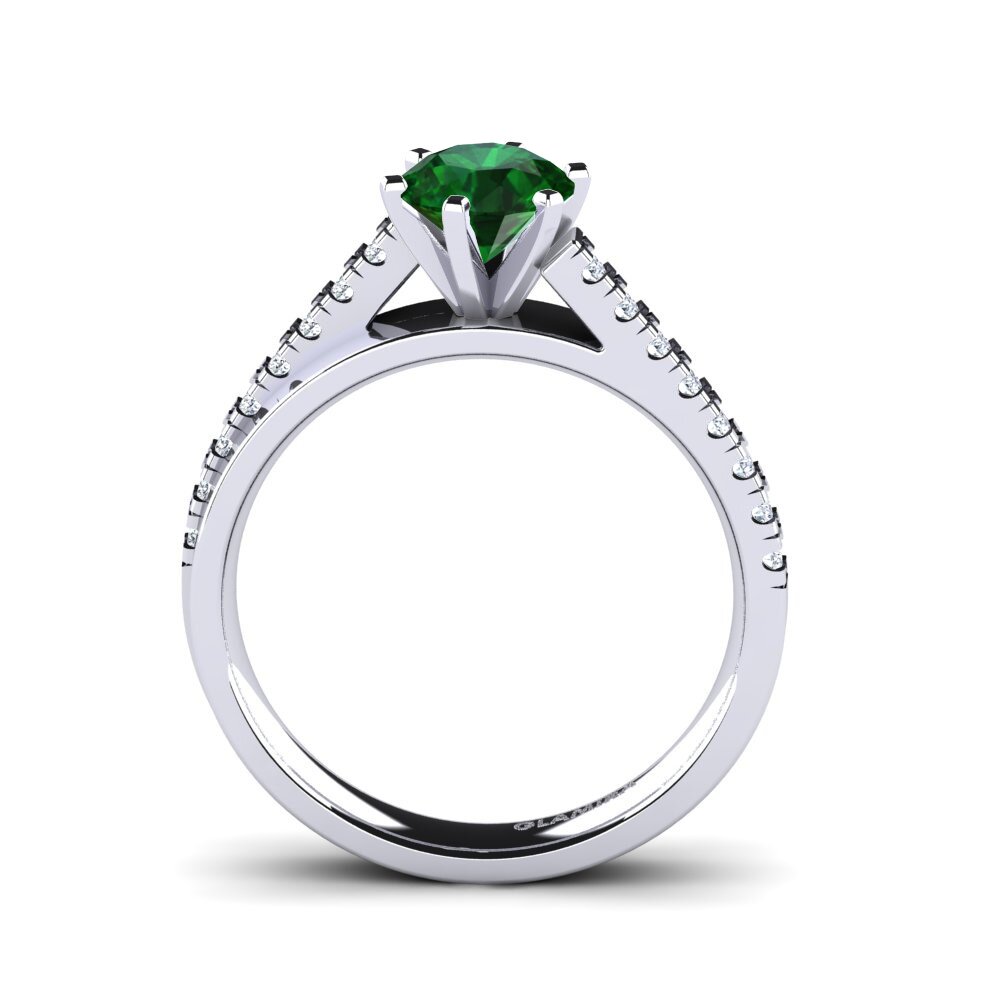 White Silver Tsavorite Engagement Ring Wesle 0.8 crt