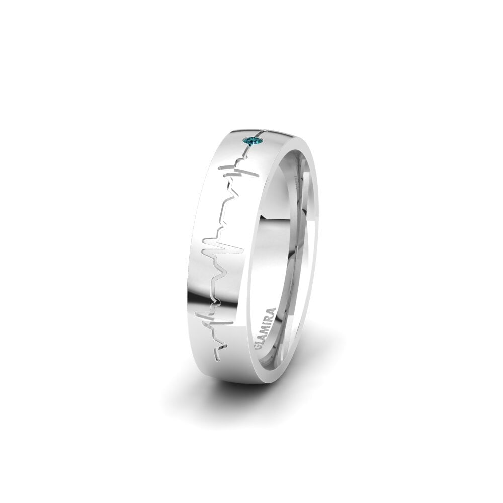 Or Blanc 375 Diamant Bleu Alliance pour femme Winsome Desire 5 mm