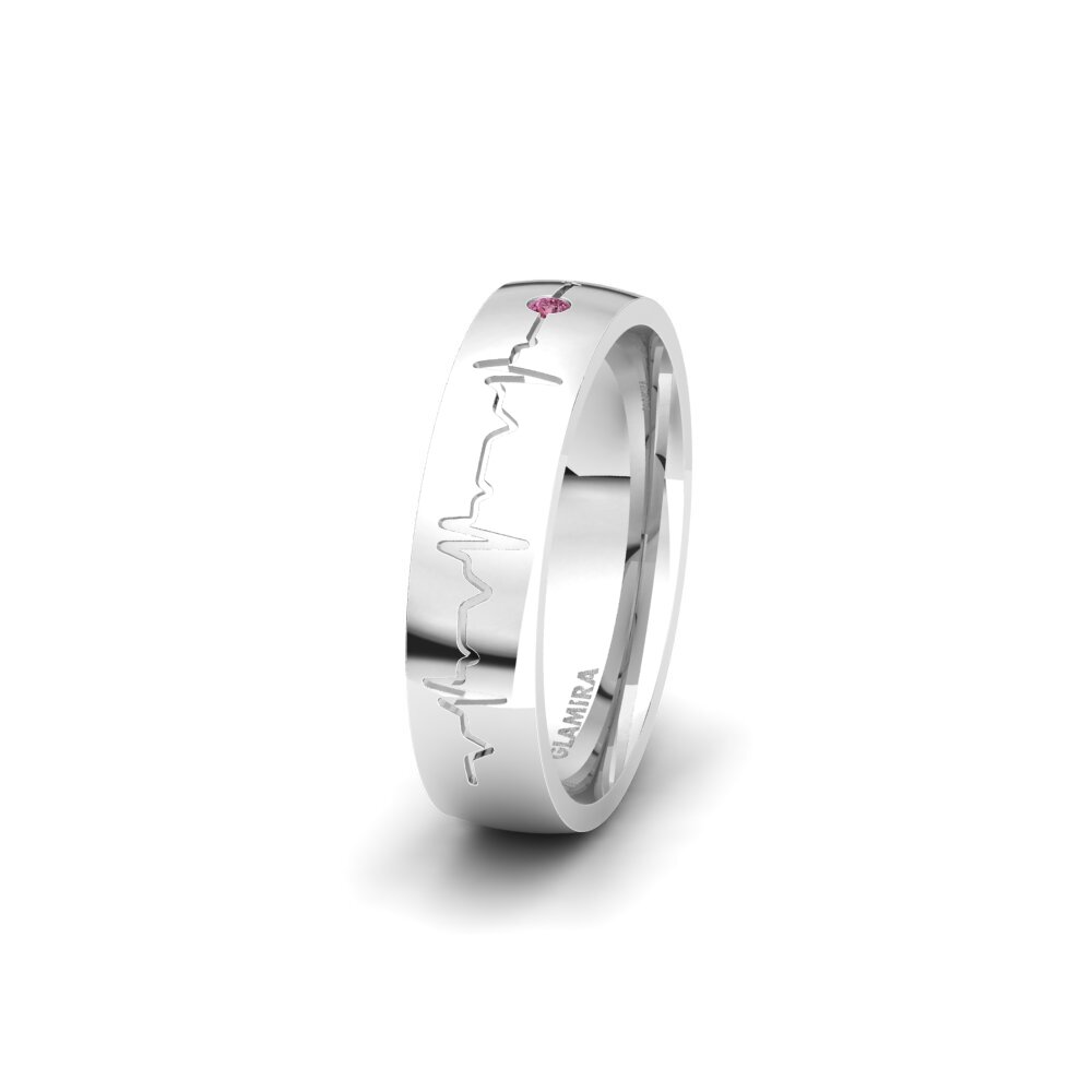 Or Blanc 375 Grenat de Rhodolite Alliance pour femme Winsome Desire 5 mm