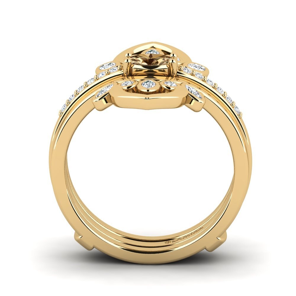 Ovalado Diamante café Anillo Wlania SET
