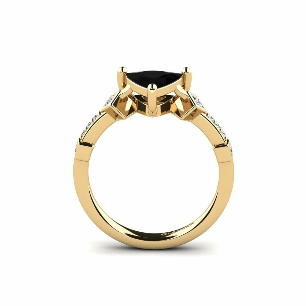 Black Onyx Engagement Ring Wormeaa - Trillion