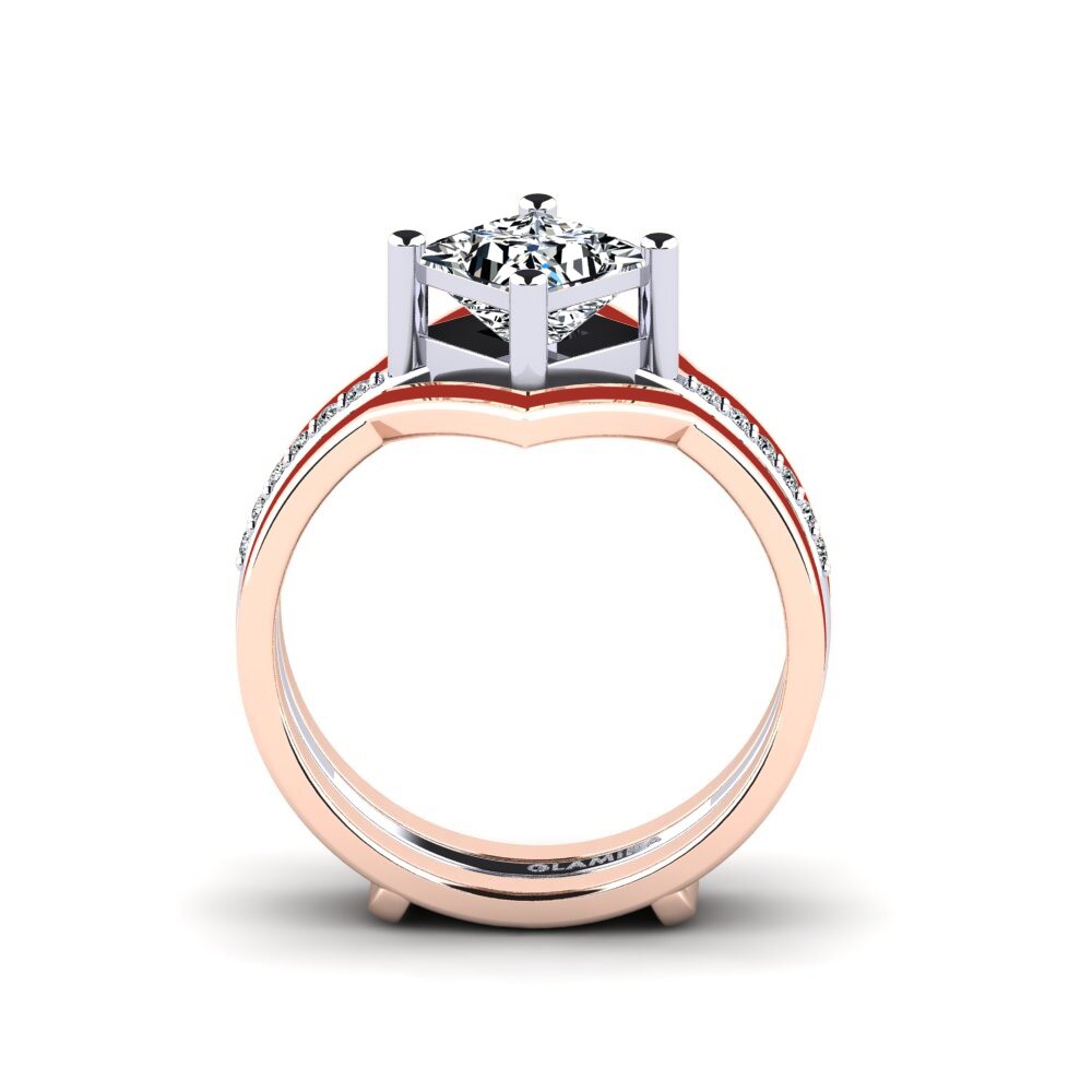 375 Rot & Weißgold Ring Wourg - SET