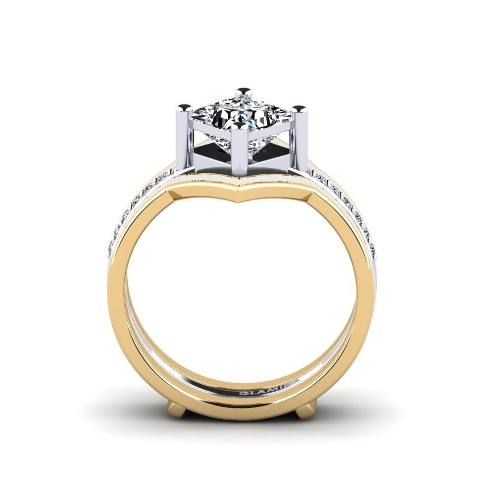 Or Jaune & Blanc 14k Bague Wourg - SET