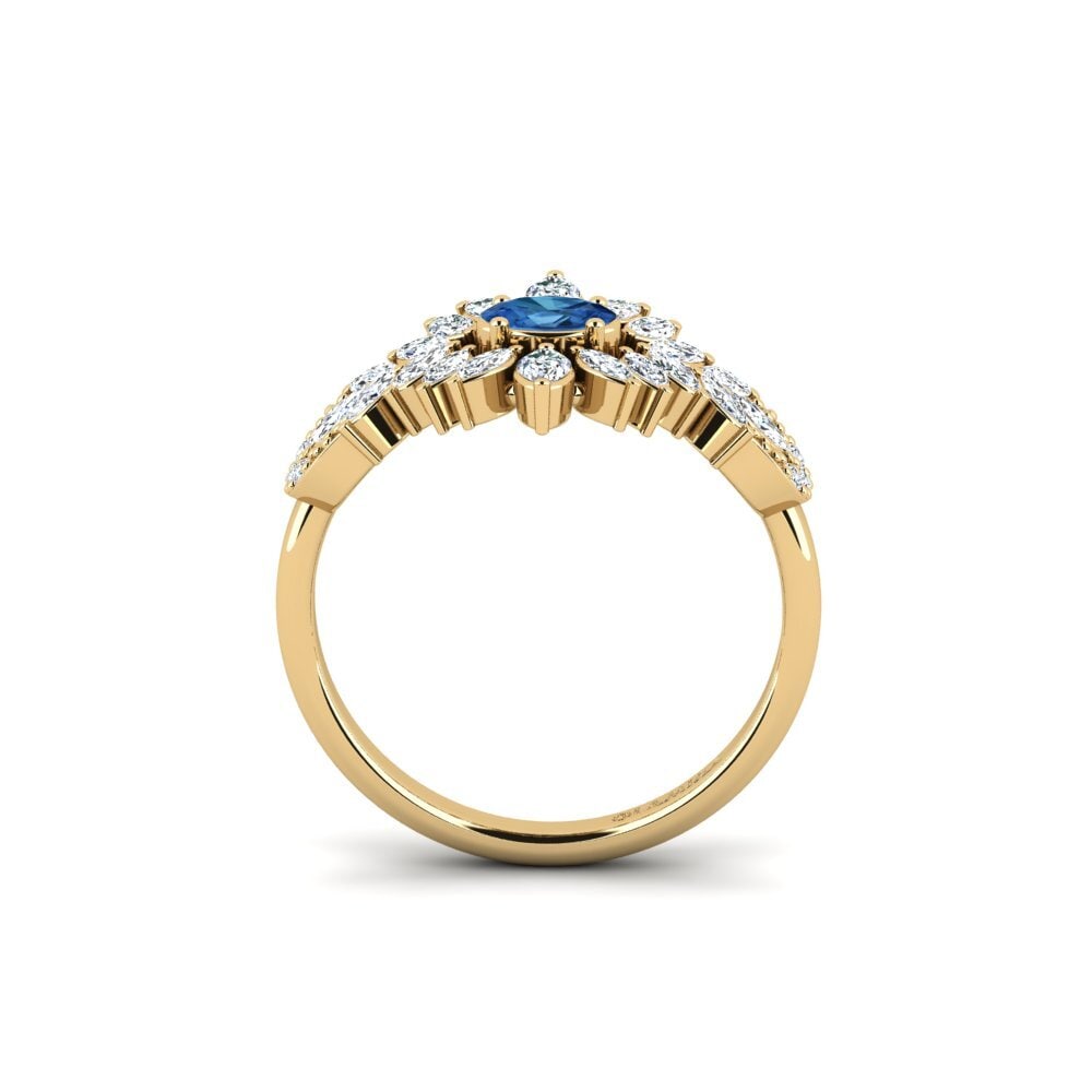 Zircônia azul escuro Anel de Noivado Wrefrih