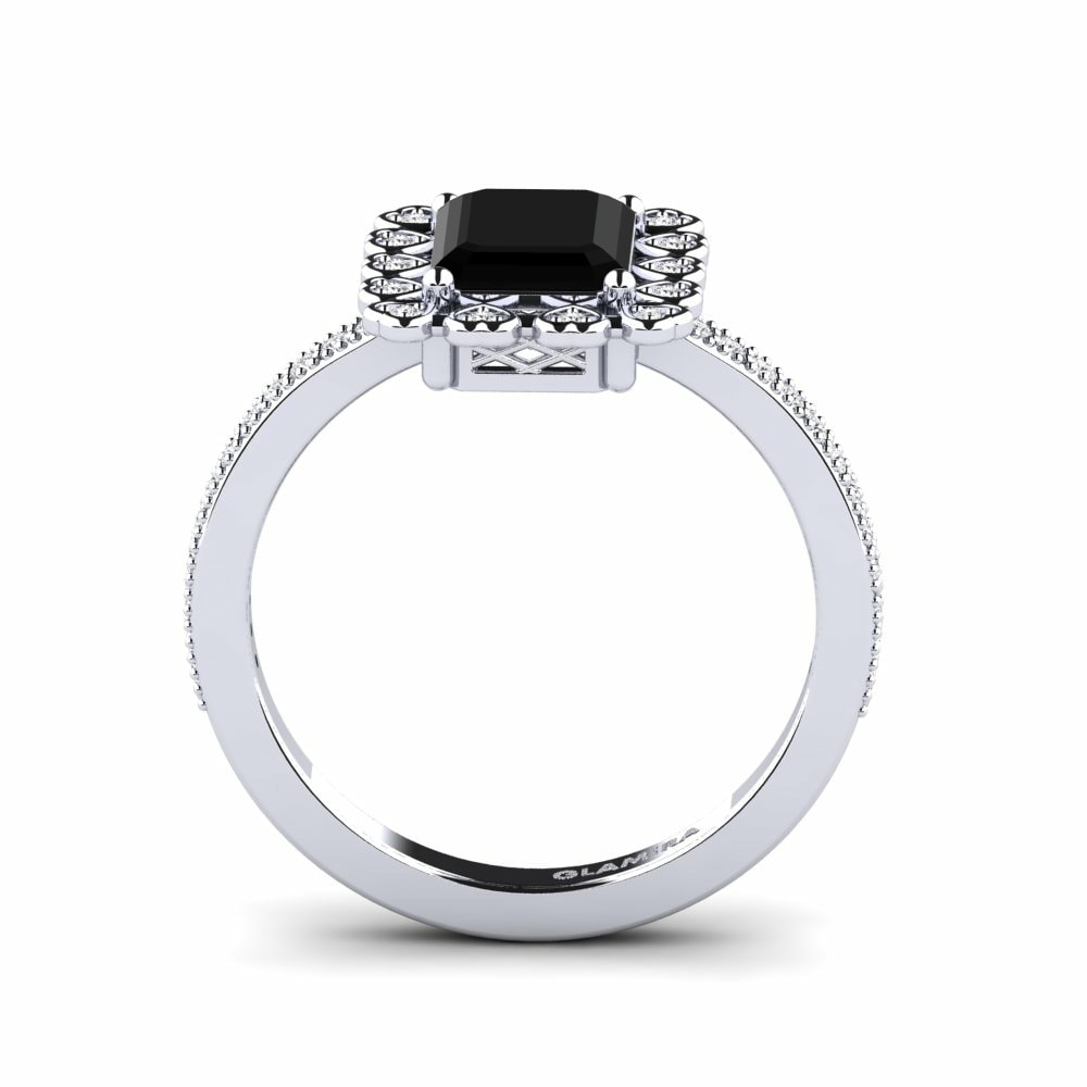 Smaragdni rez 2.15 Karat Exclusive Crni dijamant 585 Belo zlato Verenički prsten Xyster
