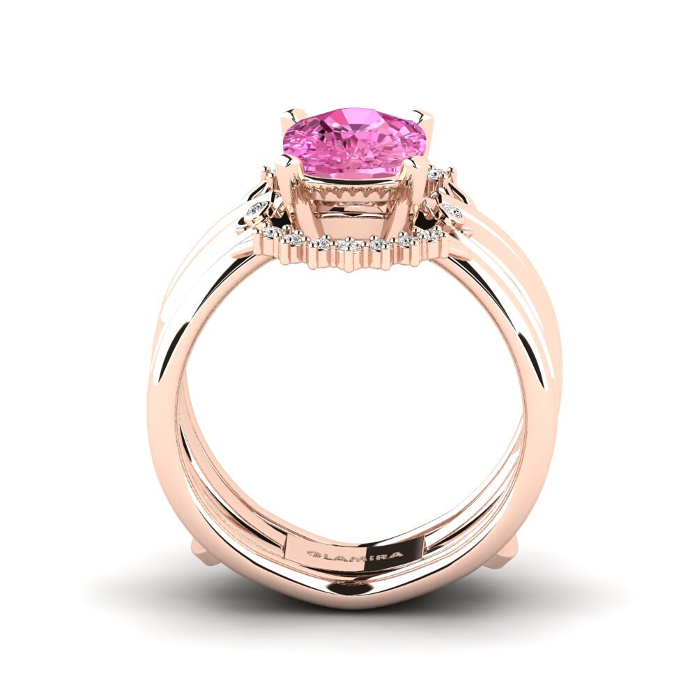 14ct Rose Gold Pink Topaz Ring Yablexa - SET