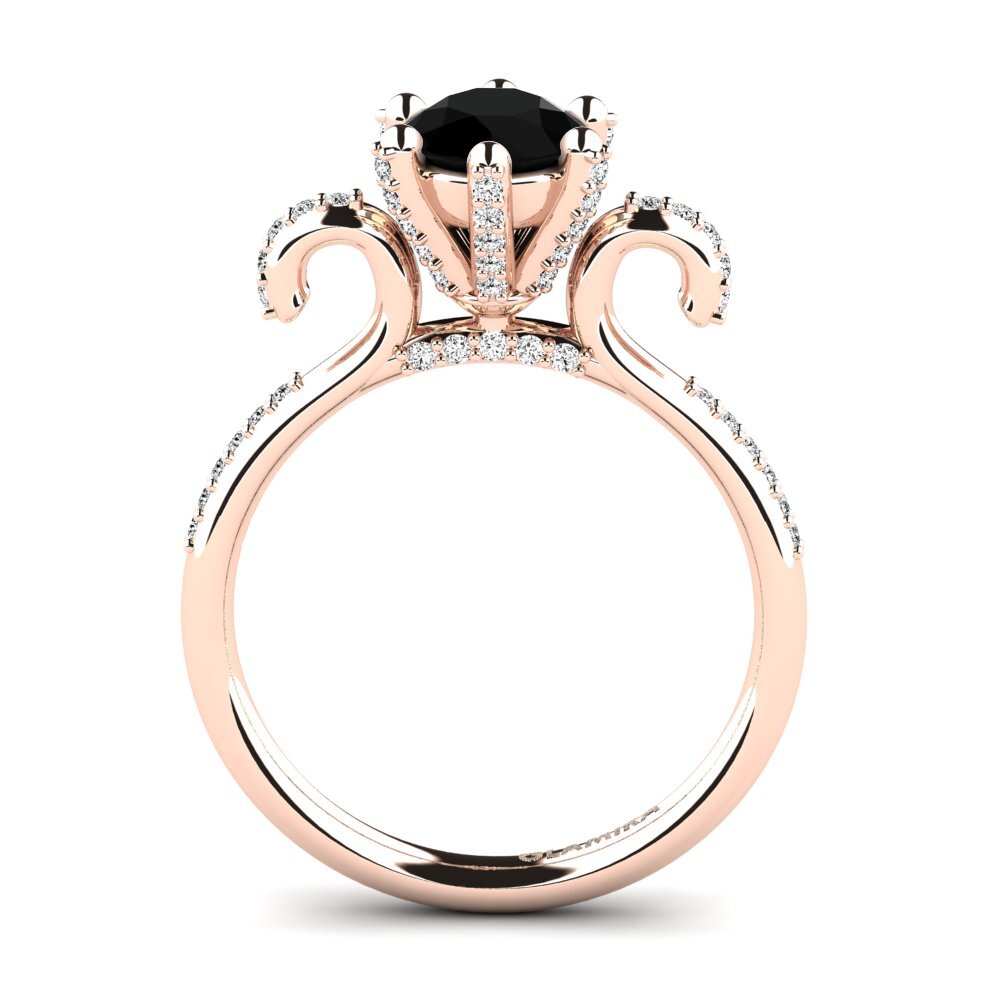 14ct Rose Gold Black Onyx Engagement Ring Yomaris