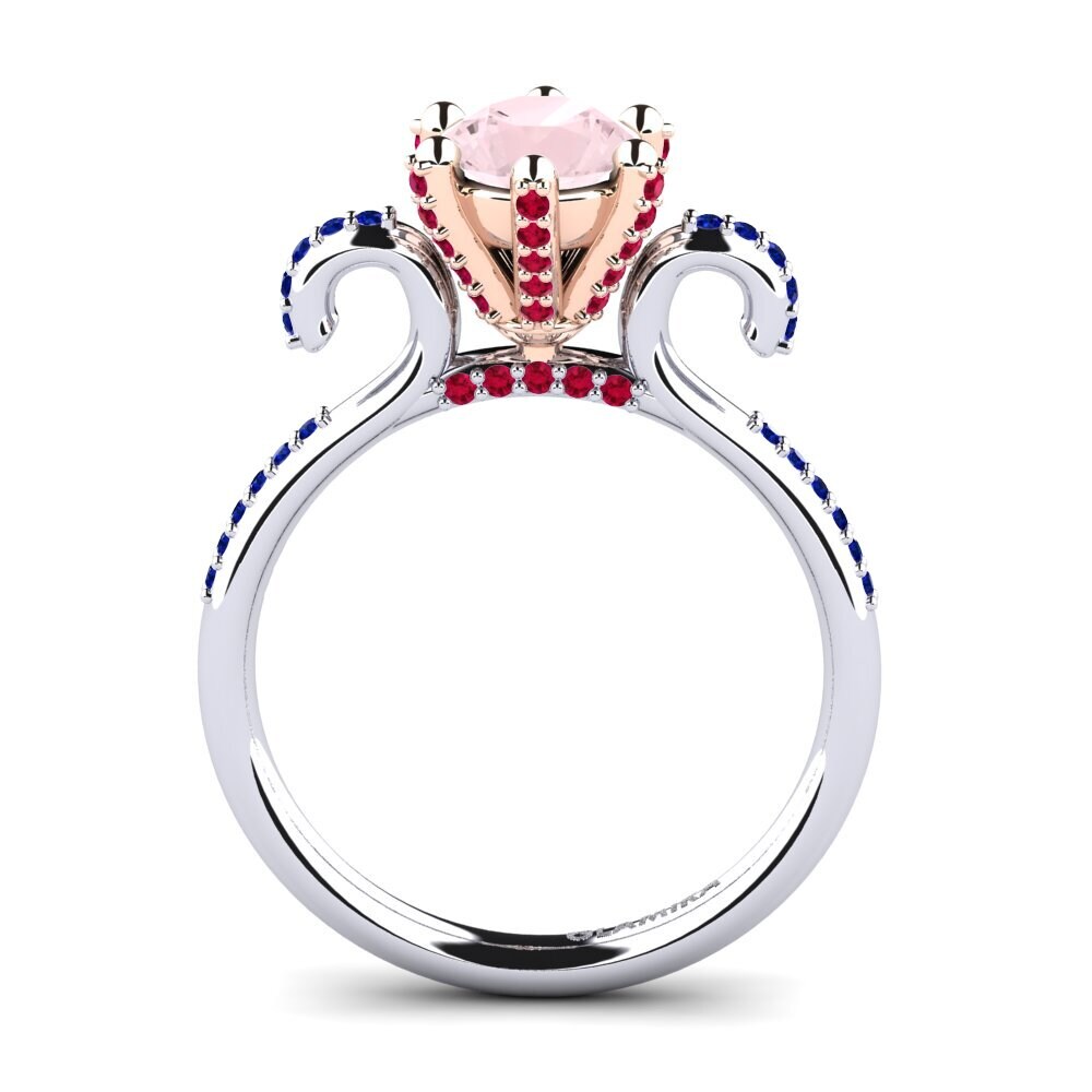14ct White / Rose Gold Rose Quartz Engagement Ring Yomaris