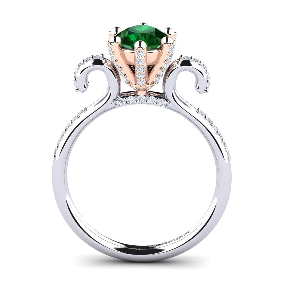 14ct White & Rose Gold Tsavorite Engagement Ring Yomaris