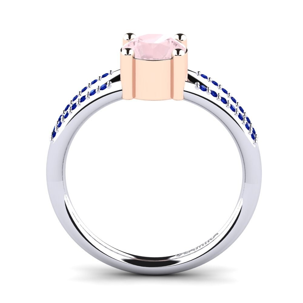 14ct White / Rose Gold Rose Quartz Engagement Ring Yonika