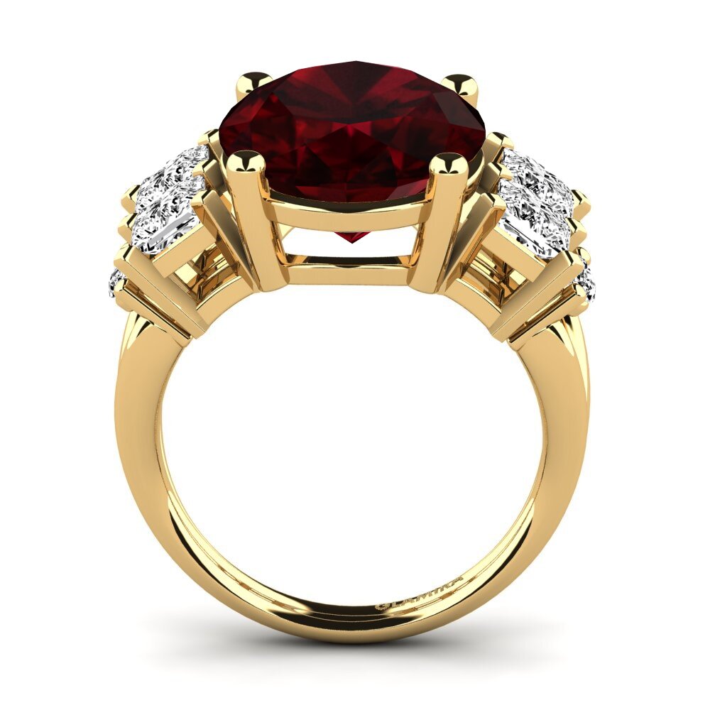14k Oro Amarillo Granate Anillo Yovela