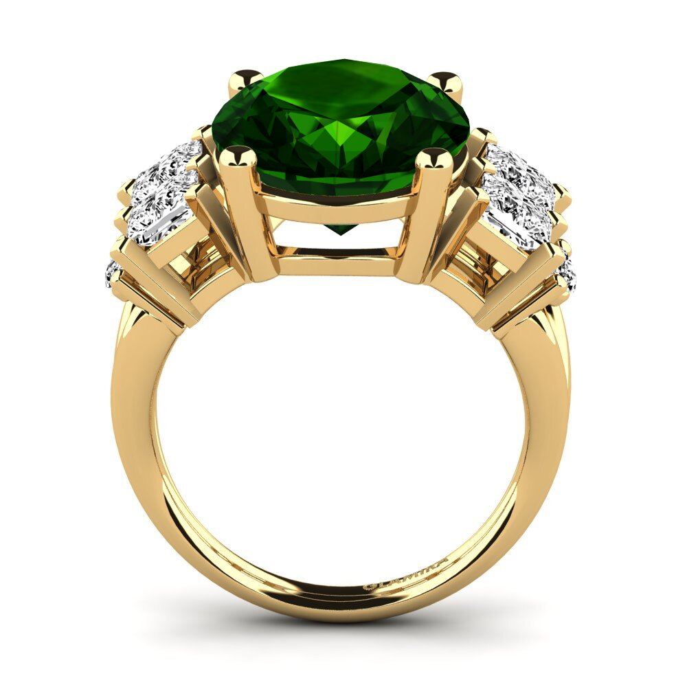14k Oro Amarillo Turmalina verde Anillo Yovela