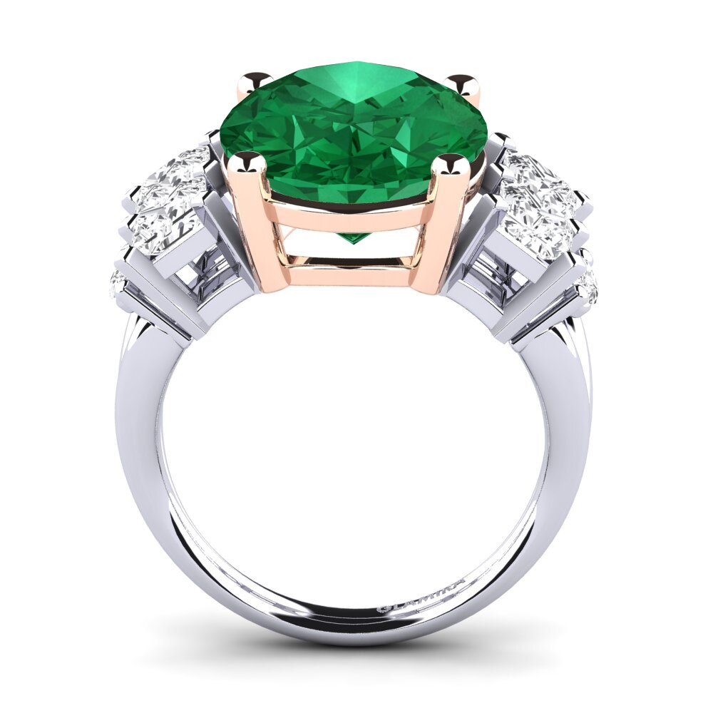 18ct White & Rose Gold Emerald (Lab Created) Ring Yovela