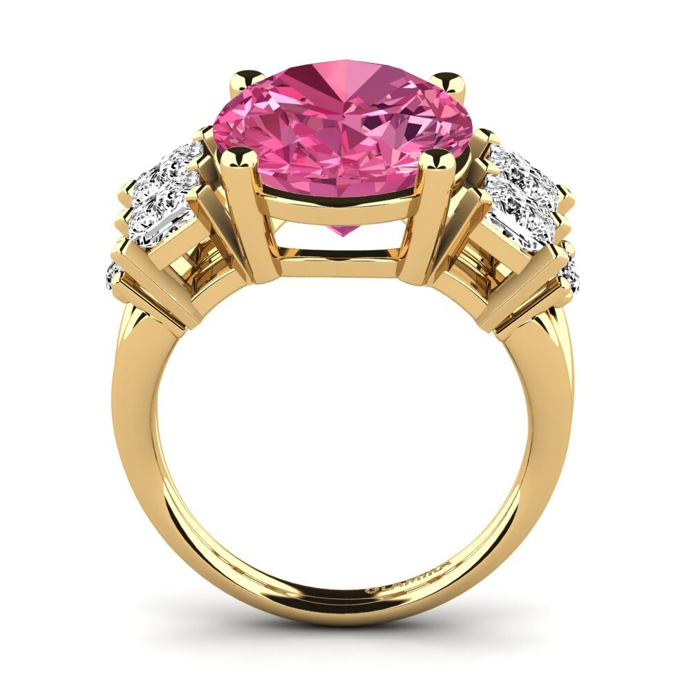 14k Oro Amarillo Turmalina rosa Anillo Yovela
