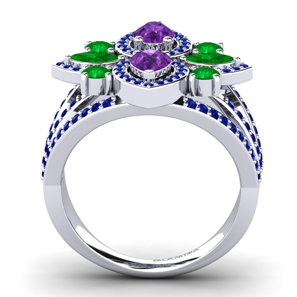 White Silver Pear Ring Zenobia
