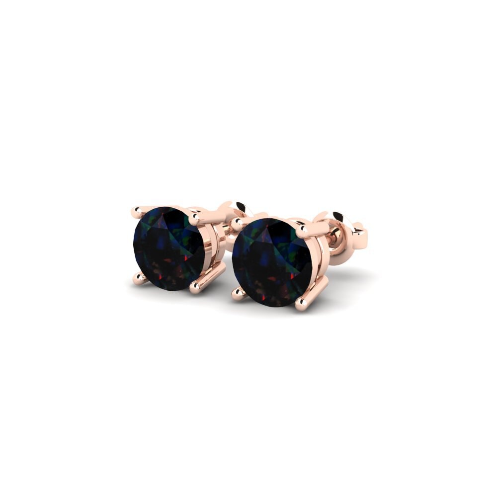 18ct Rose Gold Black Opal Women's Earring Avalia