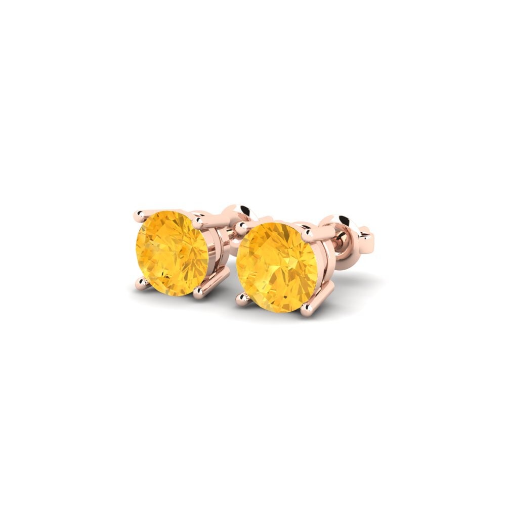 14K Rood Goud Citrien Dames Oorbellen Avalia