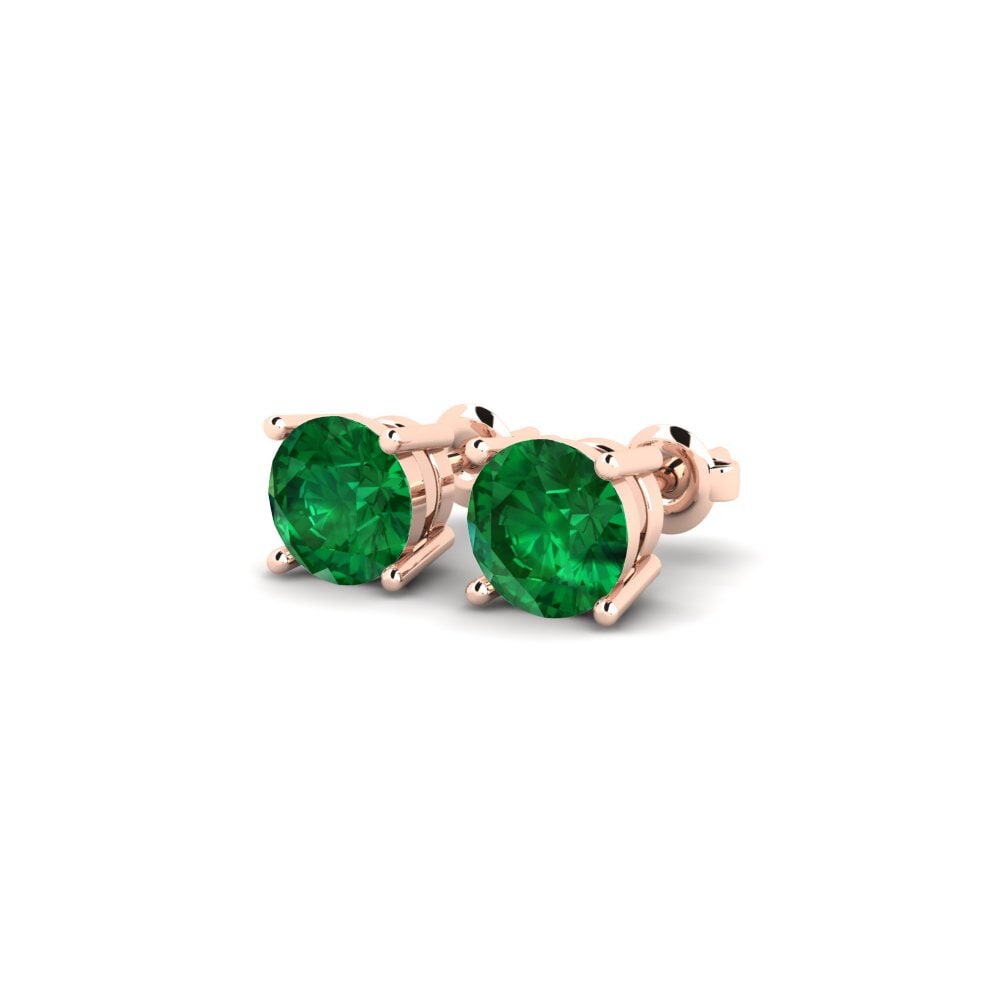 14k Oro Rosa Esmeralda (creada en laboratorio) Pendiente de mujer Avalia