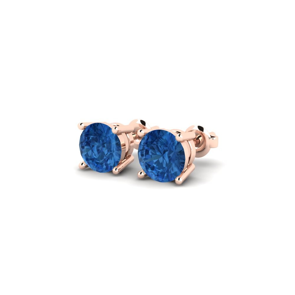 14ct Rose Gold Dark Blue Zirconia Women's Earring Avalia