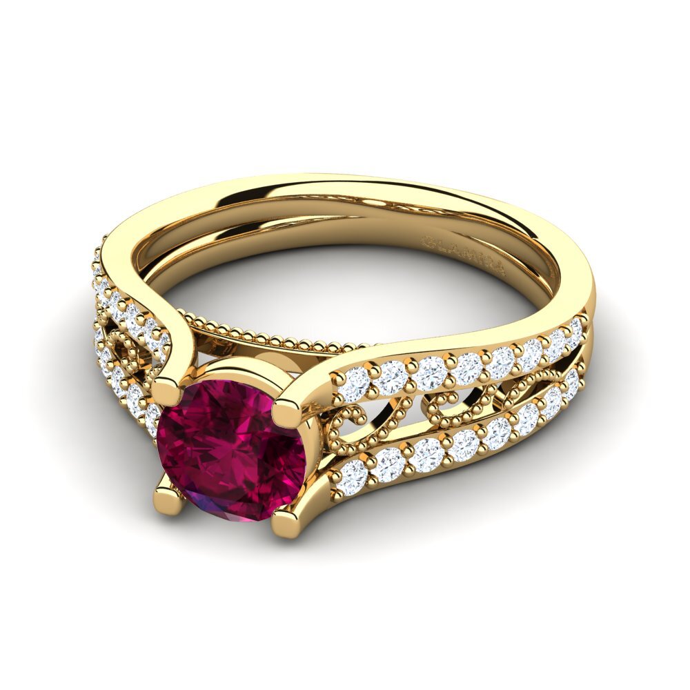 Granate Rhodolite Anillo de compromiso Ebbony