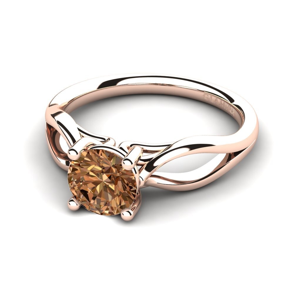 14k Oro Rosa Diamante café Anillo de compromiso Rayanne