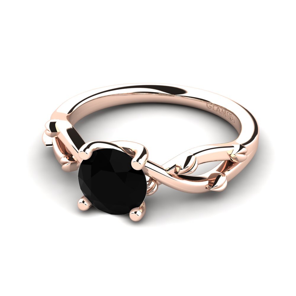 Black Onyx Engagement Ring Alabate 1.0 crt