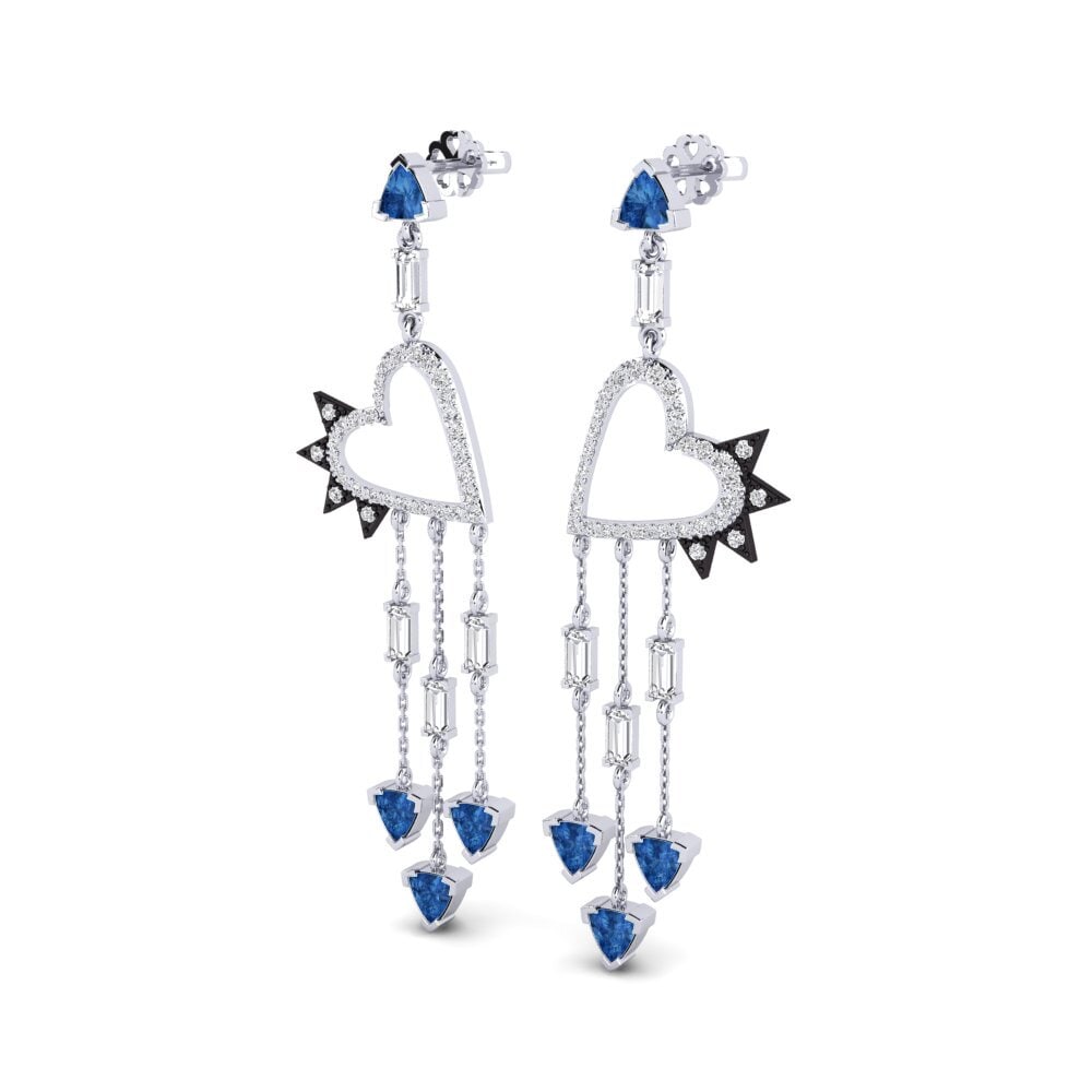 Zircônia azul escuro Brincos Feminino Everlong