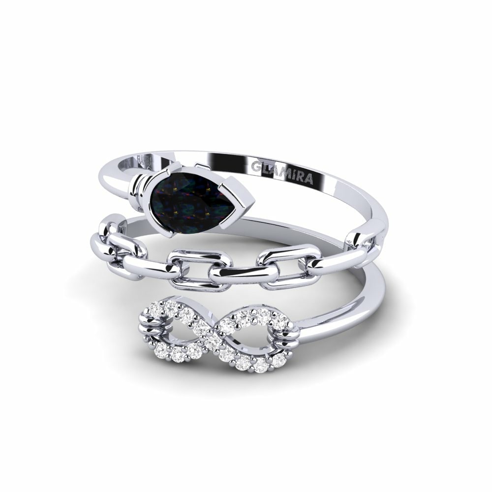 Infinity Black Opal 950 Palladium Engagement Rings