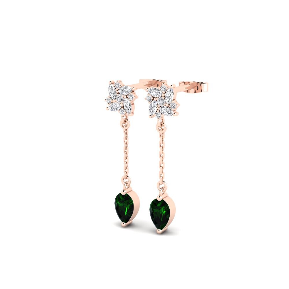 14ct Rose Gold Green Tourmaline Women's Earring Persici - A