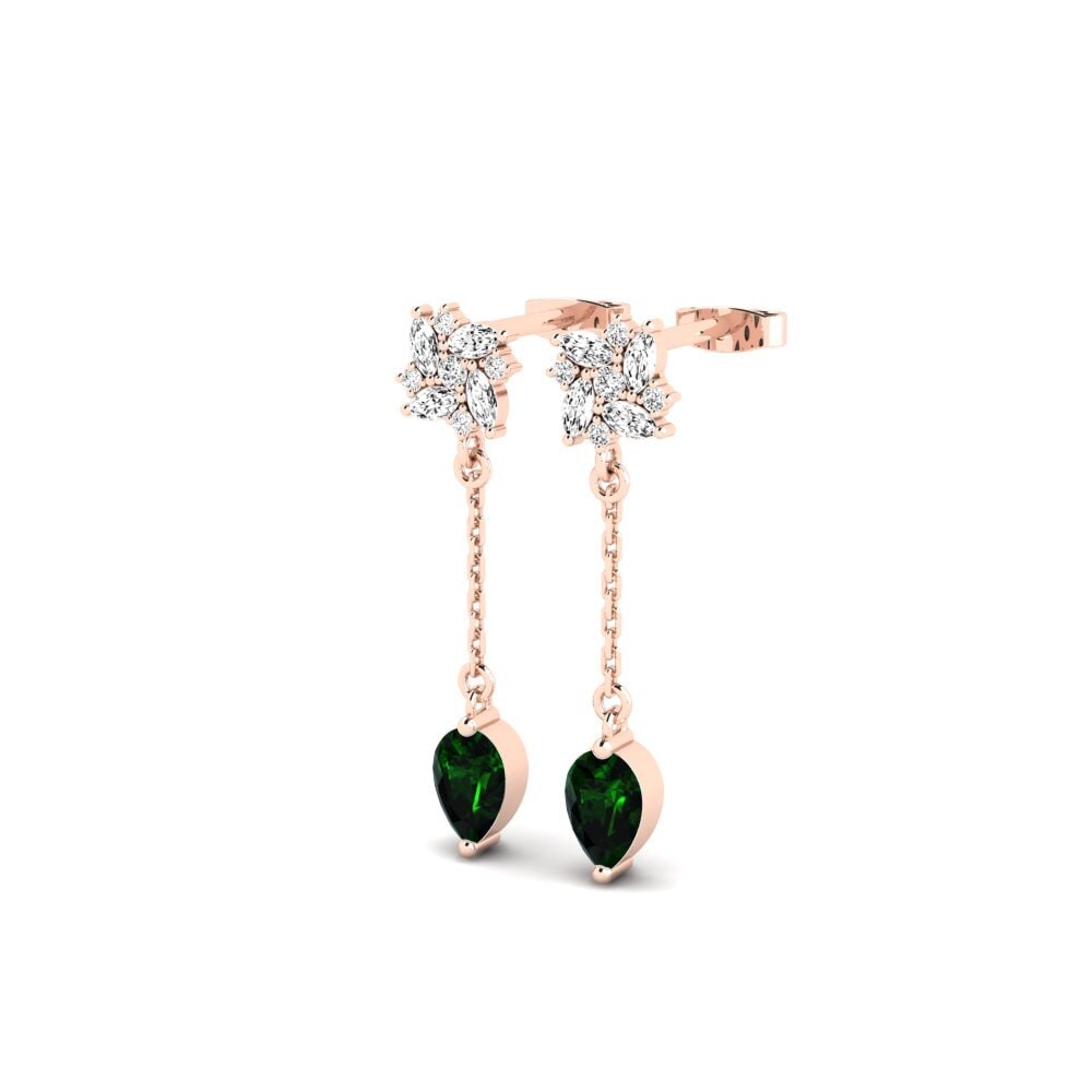 14ct Rose Gold Green Tourmaline Women's Earring Persici - A