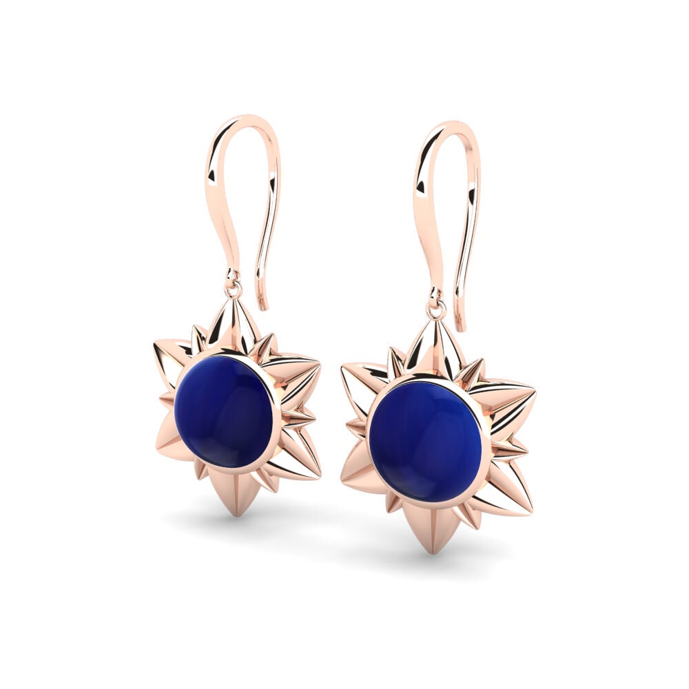 14ct Rose Gold Cabochon Sapphire Women's Earring Alem