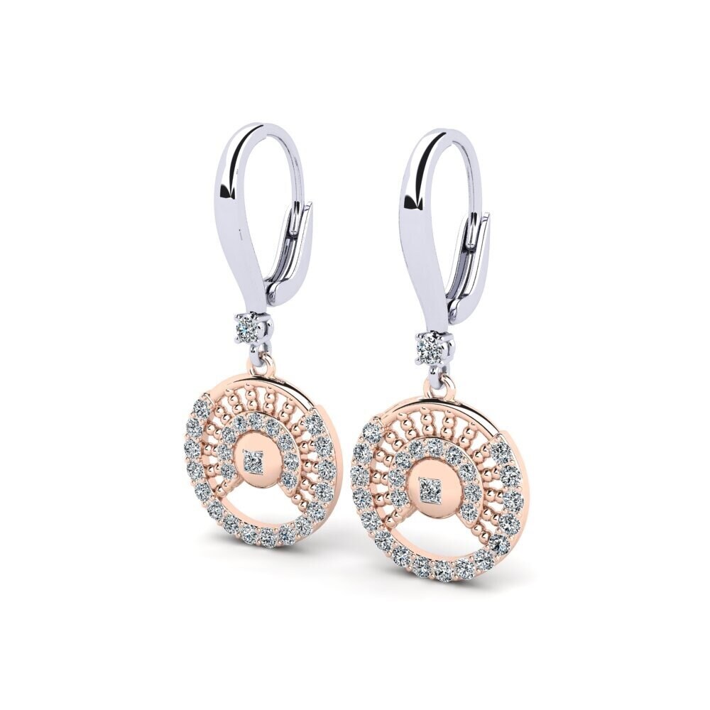 Vàng Trắng-Đỏ 14K Kết Hợp Bông tai nữ Aragdin