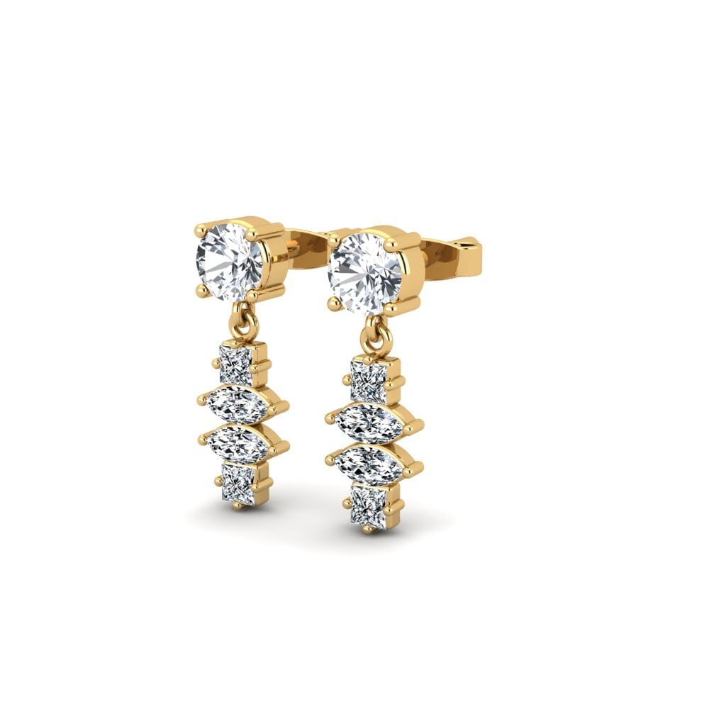14ct Yellow Gold White Zircon Women's Earring Atavist