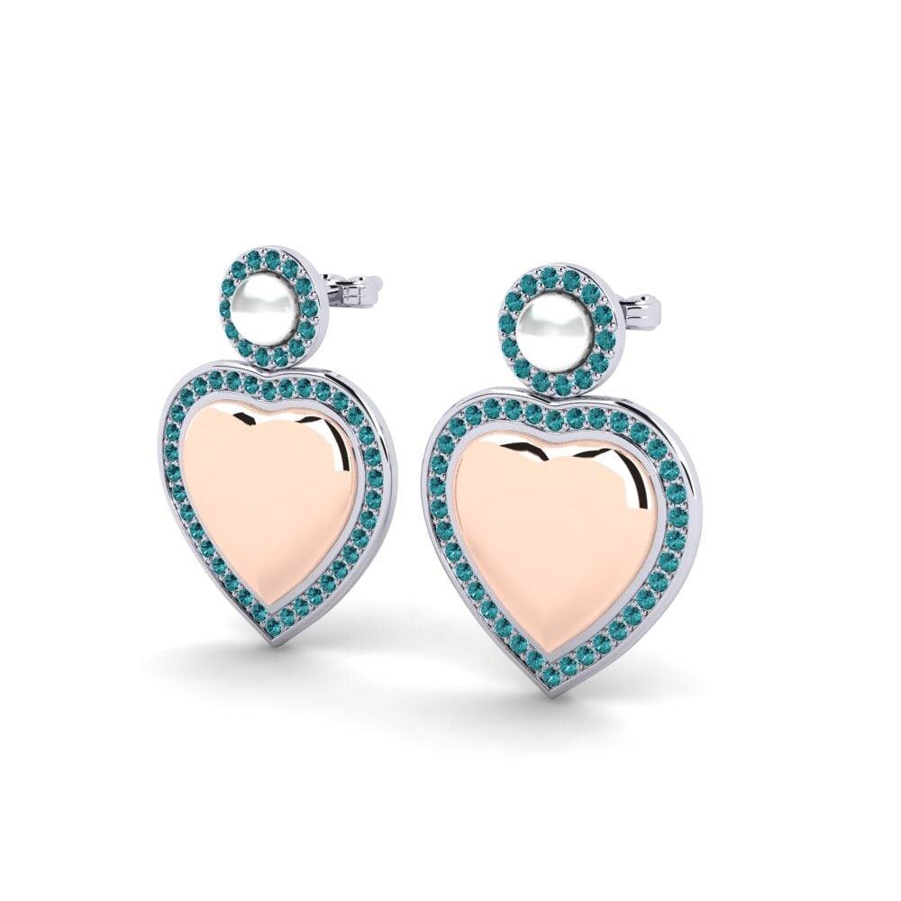 9ct White & Rose Gold Blue Diamond Women's Earring Bertan