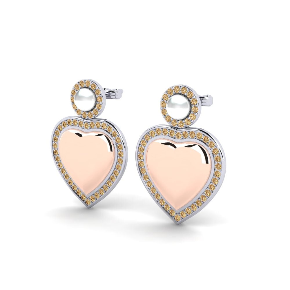9ct White & Rose Gold Brown Diamond Women's Earring Bertan