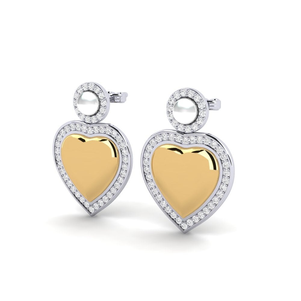 9ct White & Yellow Gold White sapphire Women's Earring Bertan