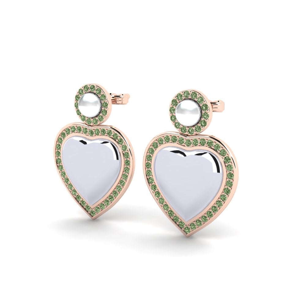9k Oro Rosa & Blanco Diamante Verde Pendiente de mujer Bertan