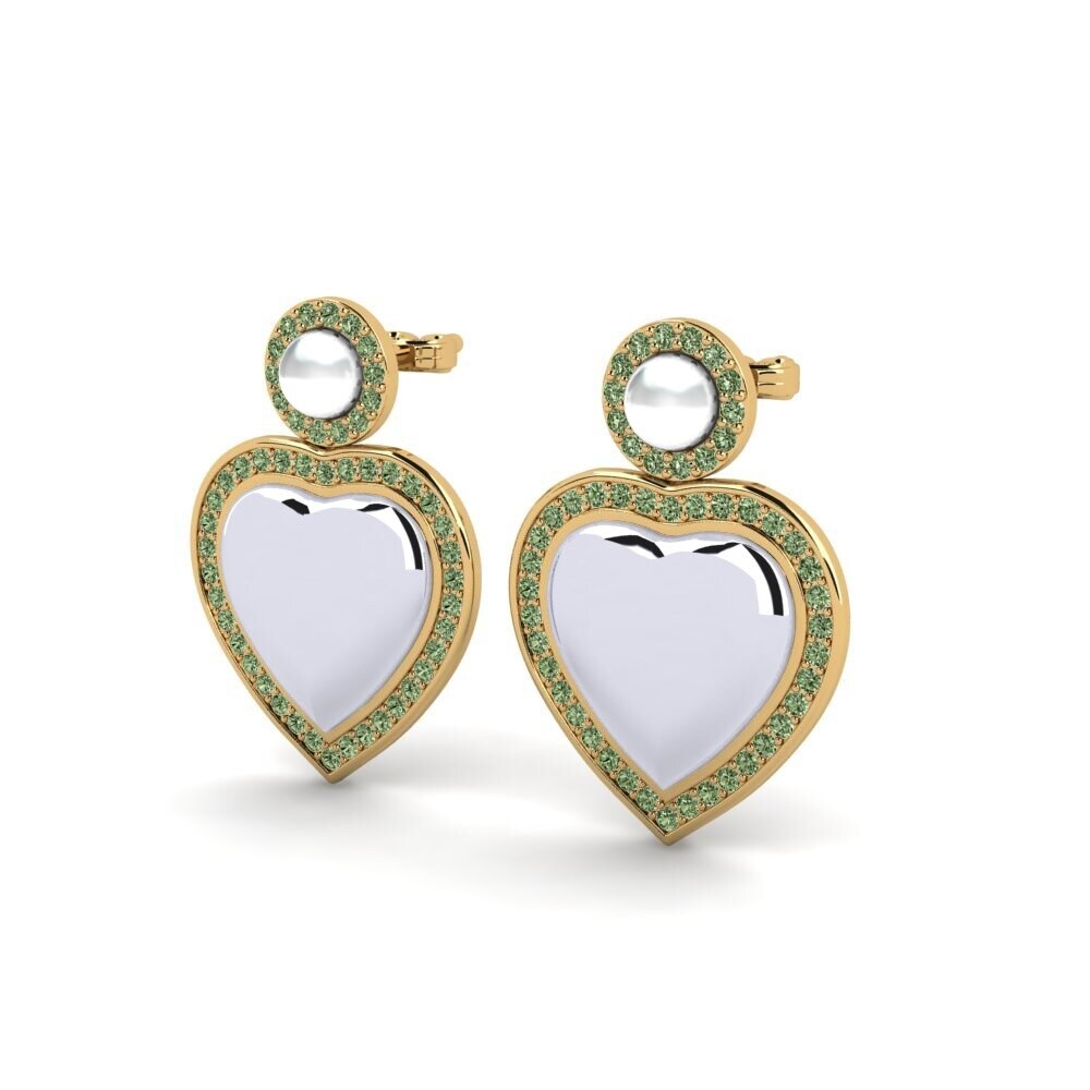 9ct Yellow & White Gold Green Diamond Women's Earring Bertan