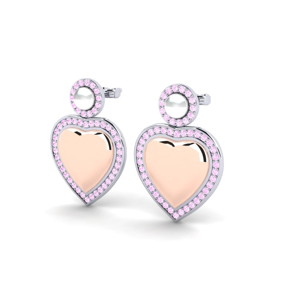 14k Oro Blanco & Rosa Zafiro Rosado Pendiente de mujer Bertan