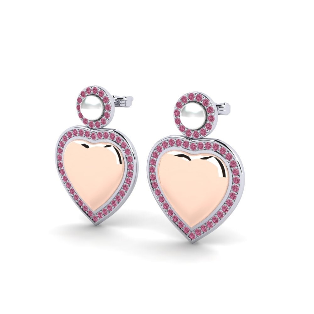 9ct White & Rose Gold Rhodolite Garnet Women's Earring Bertan