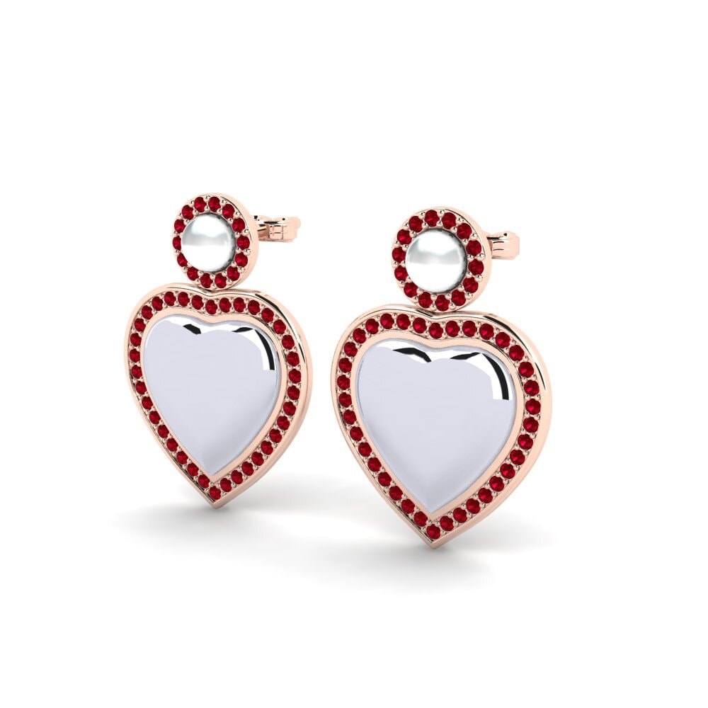 9k Oro Rosa & Blanco Circonita Roja Pendiente de mujer Bertan