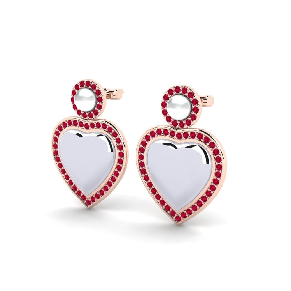 9k Oro Rosa & Blanco Rubí Pendiente de mujer Bertan