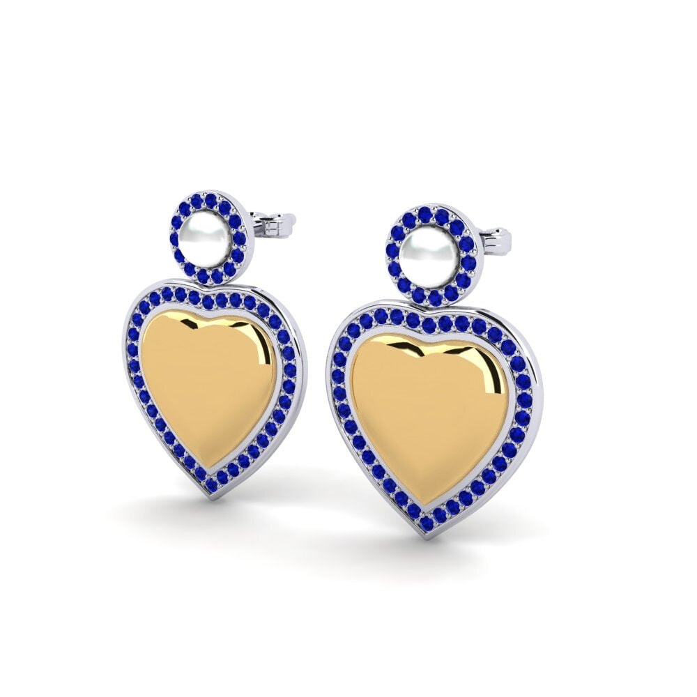 14ct White & Yellow Gold Sapphire Women's Earring Bertan