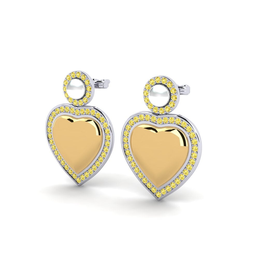 14ct White & Yellow Gold Yellow Sapphire Women's Earring Bertan