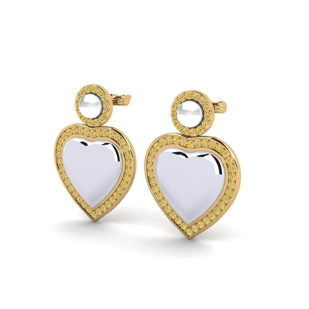 18ct Yellow & White Gold Yellow Diamond Women's Earring Bertan