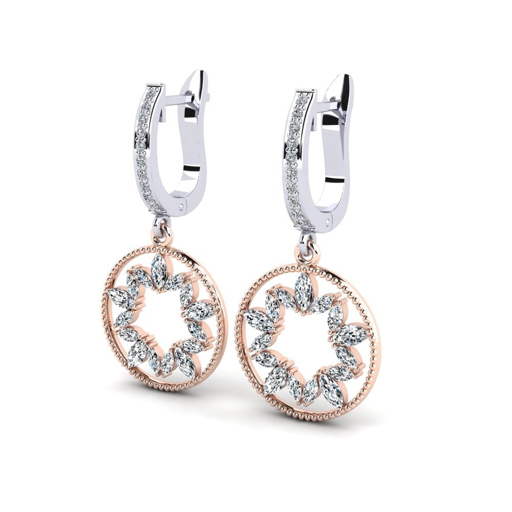 14ct White / Rose Gold Marquise Women's Earring Bias