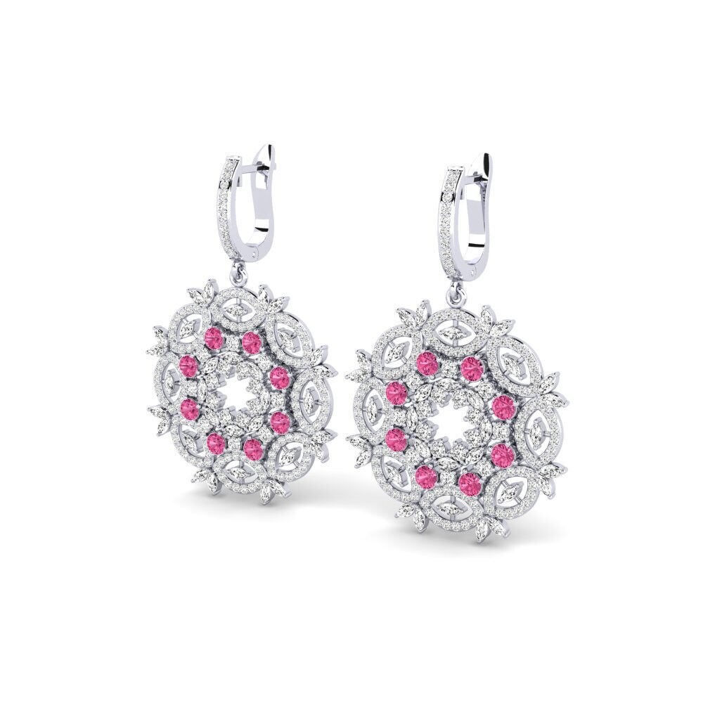 Turmalina Rosa Brincos Feminino Branc